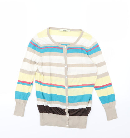 Oasis Womens Multicoloured Striped Knit Cardigan Jumper Size XS