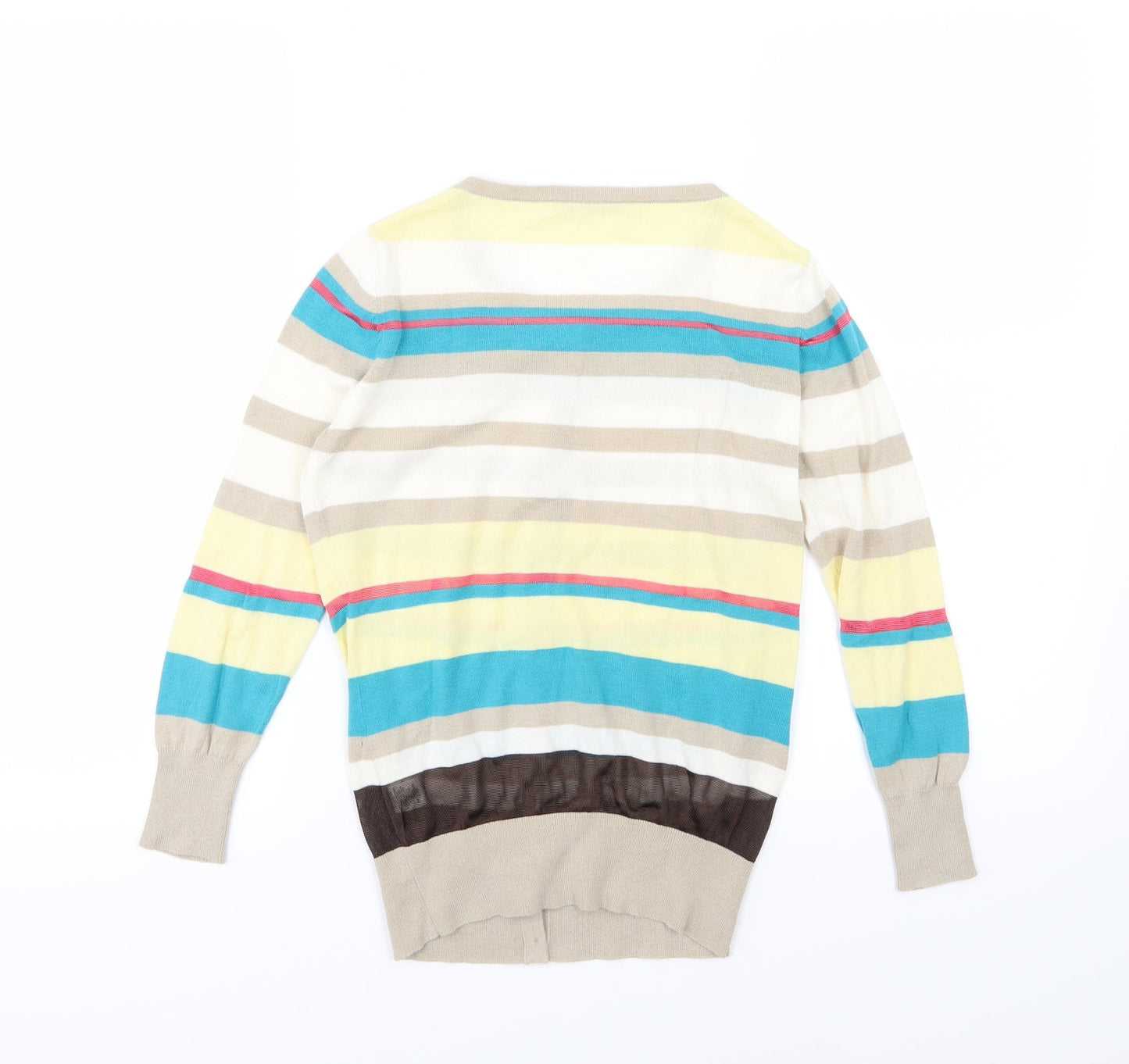 Oasis Womens Multicoloured Striped Knit Cardigan Jumper Size XS