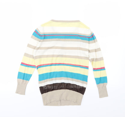Oasis Womens Multicoloured Striped Knit Cardigan Jumper Size XS