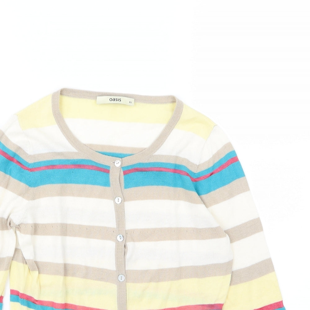 Oasis Womens Multicoloured Striped Knit Cardigan Jumper Size XS