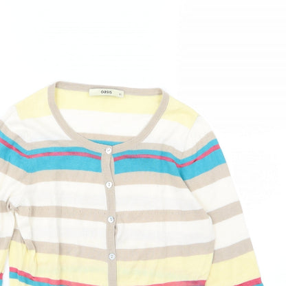 Oasis Womens Multicoloured Striped Knit Cardigan Jumper Size XS