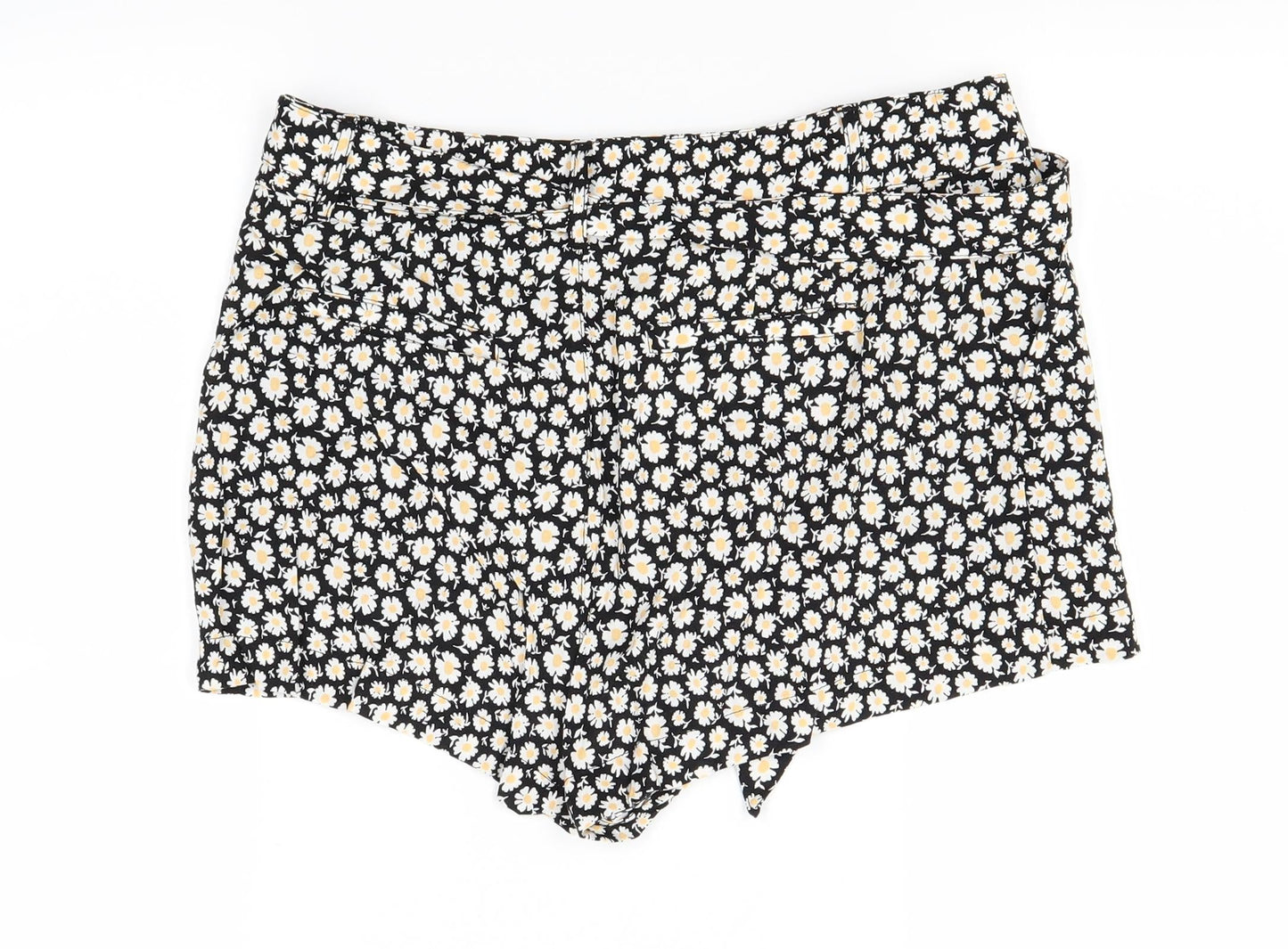 Divided Womens Black Floral  Hot Pants Shorts Size 10