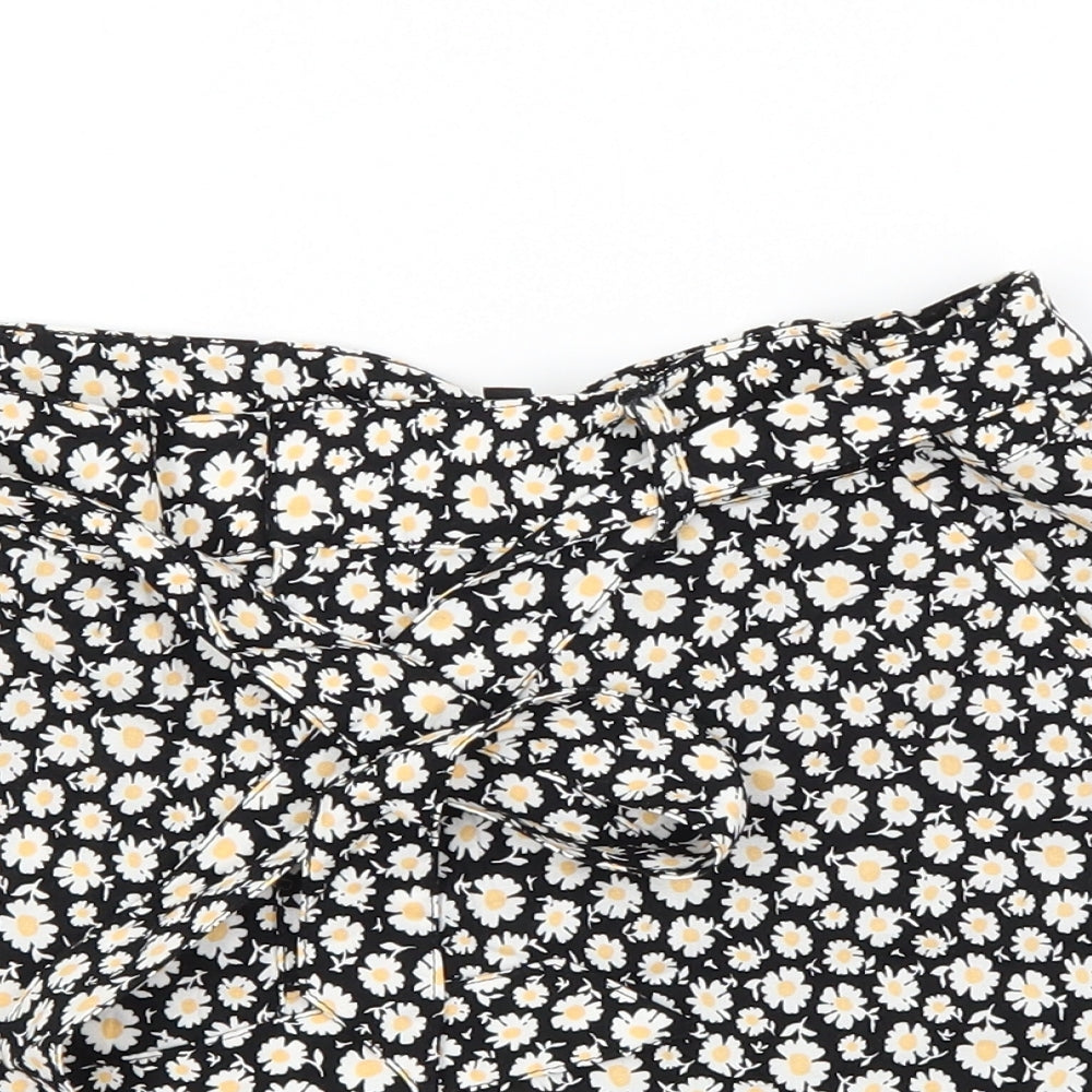 Divided Womens Black Floral  Hot Pants Shorts Size 10