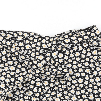 Divided Womens Black Floral  Hot Pants Shorts Size 10