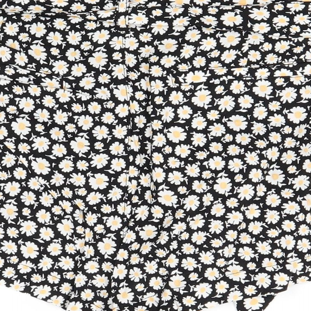 Divided Womens Black Floral  Hot Pants Shorts Size 10