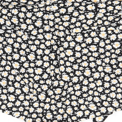 Divided Womens Black Floral  Hot Pants Shorts Size 10