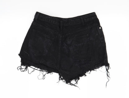 Missguided Womens Black  Denim Cut-Off Shorts Size 8