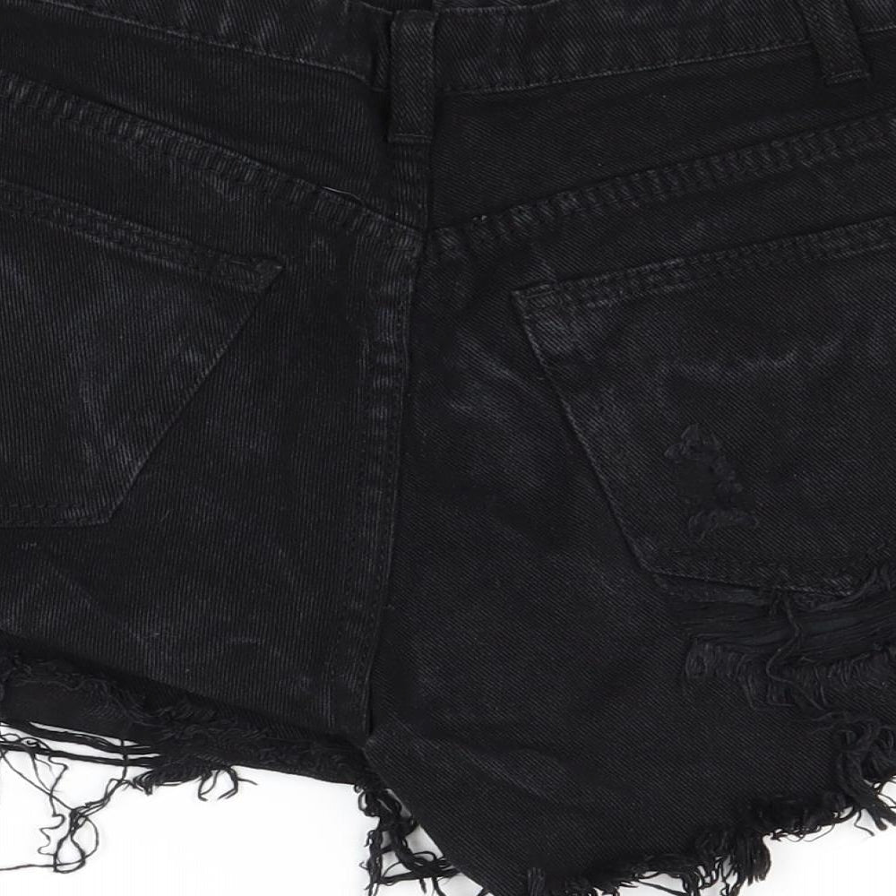 Missguided Womens Black  Denim Cut-Off Shorts Size 8