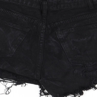 Missguided Womens Black  Denim Cut-Off Shorts Size 8