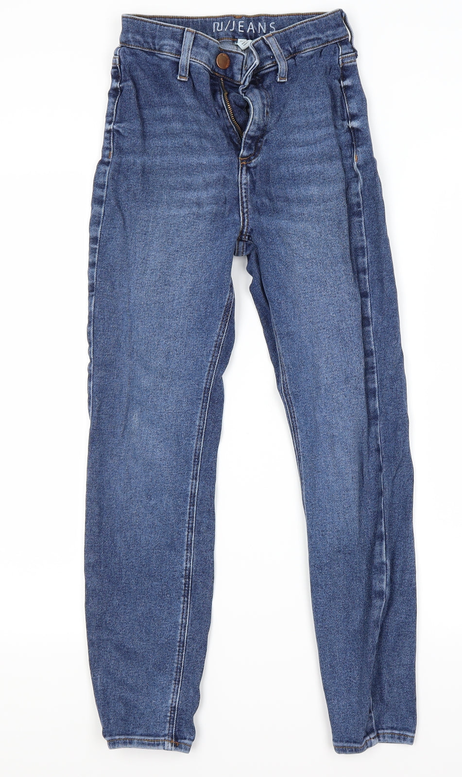 Womens UK Size 8 Preworn Regular Fit Skinny Blue Jeans
