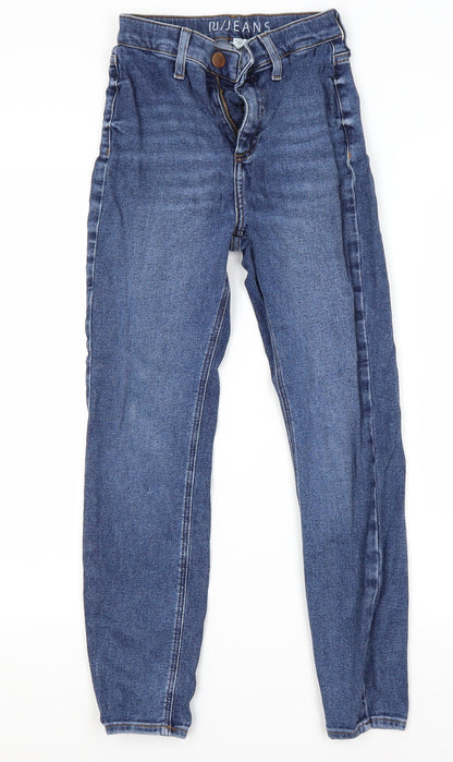 Womens UK Size 8 Preworn Regular Fit Skinny Blue Jeans
