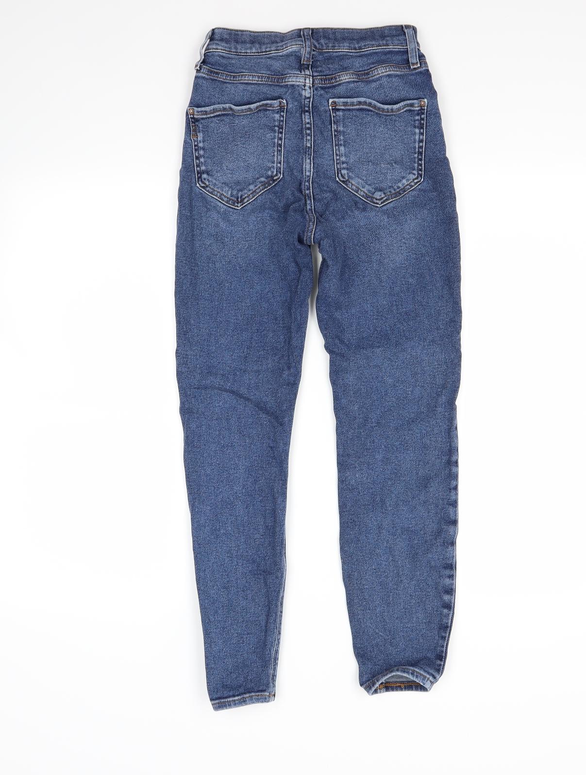 Womens UK Size 8 Preworn Regular Fit Skinny Blue Jeans
