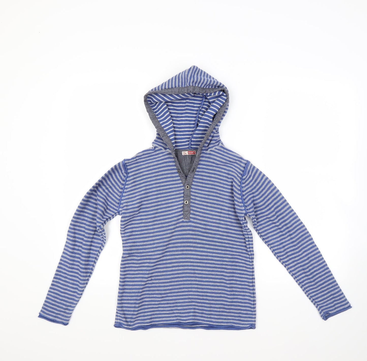 Preworn Boys Blue Striped  Pullover Hoodie Size 10 Years