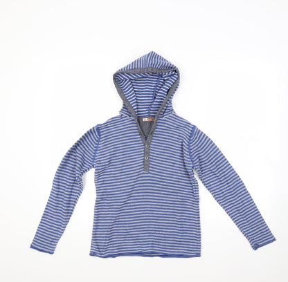Preworn Boys Blue Striped  Pullover Hoodie Size 10 Years