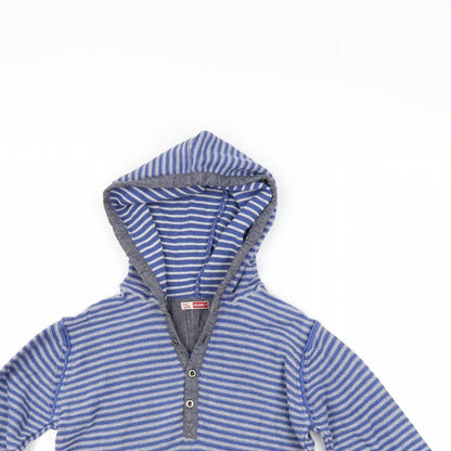 Preworn Boys Blue Striped  Pullover Hoodie Size 10 Years
