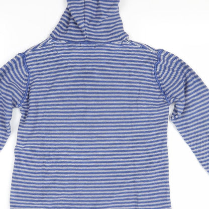 Preworn Boys Blue Striped  Pullover Hoodie Size 10 Years