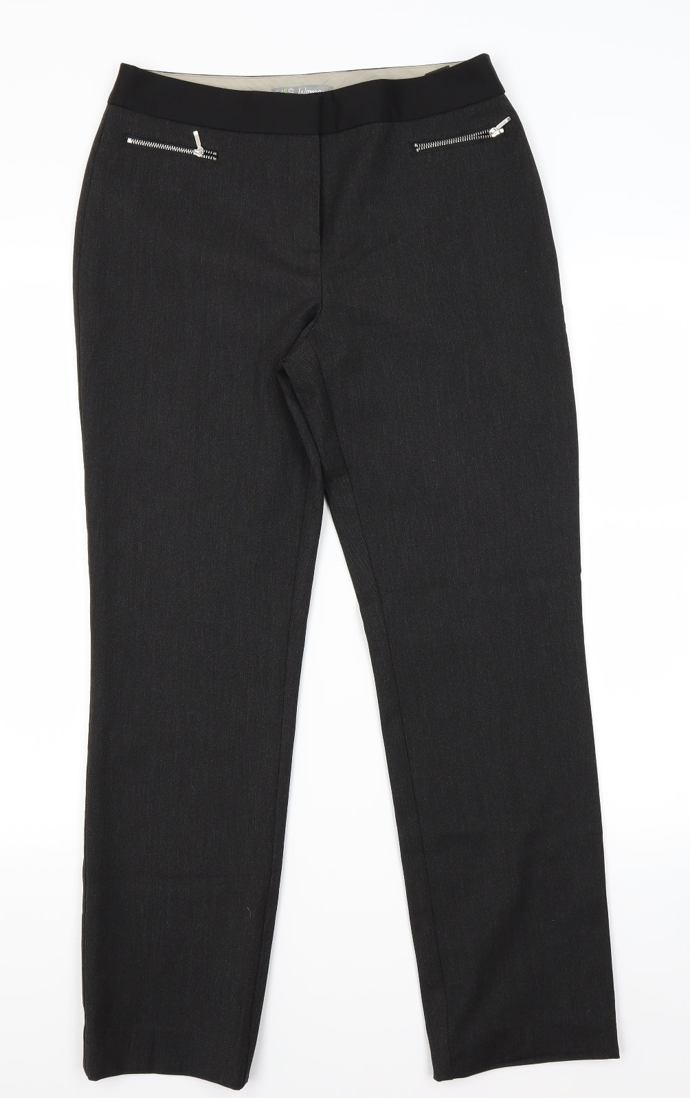 Womens UK Size 10 Marks and Spencer Regular Fit  Grey Trousers