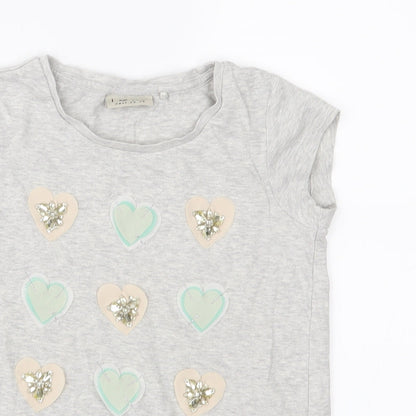 NEXT Girls Grey  Jersey Basic T-Shirt Size 5 Years  - Hearts