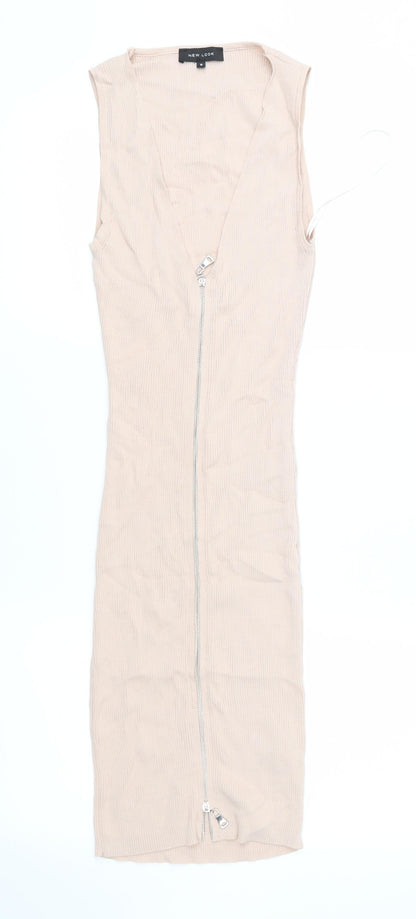 New Look Womens Beige  Jersey Sheath  Size 8