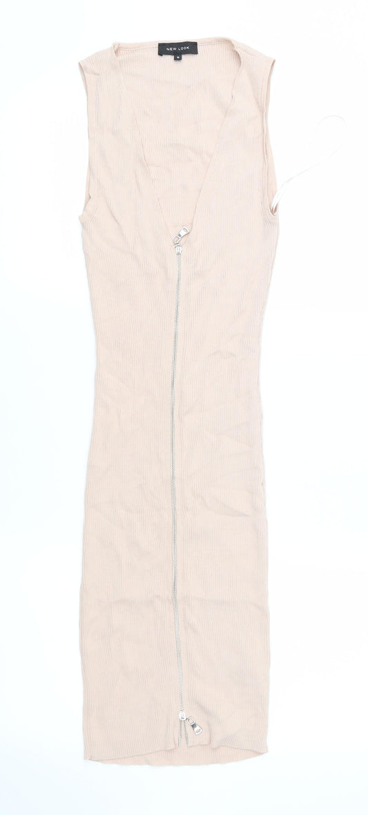 New Look Womens Beige  Jersey Sheath  Size 8