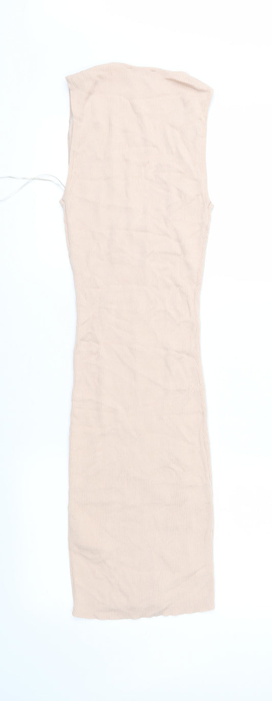 New Look Womens Beige  Jersey Sheath  Size 8