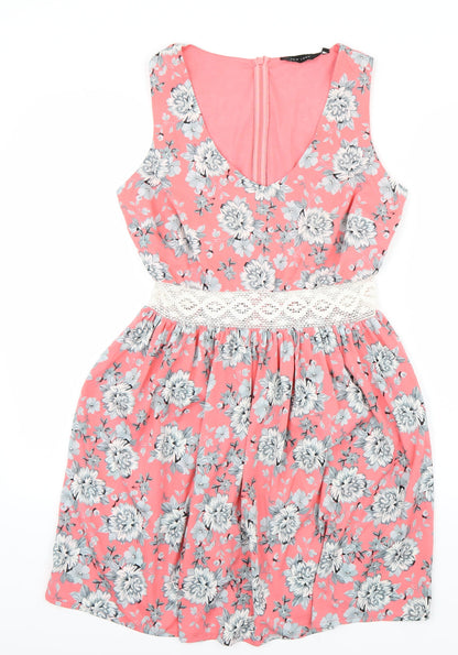 Newlook Womens Pink Floral  A-Line  Size 12