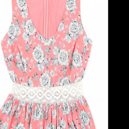 Newlook Womens Pink Floral  A-Line  Size 12