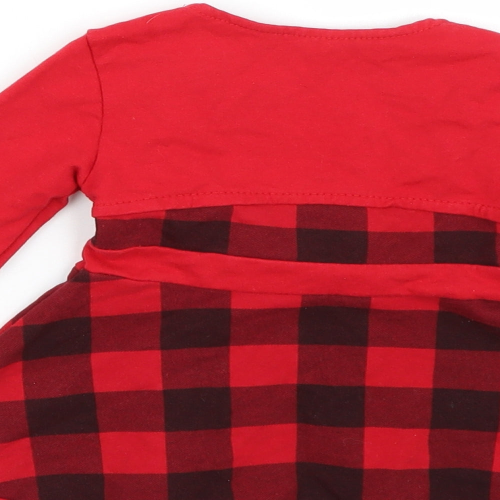 Preworn Girls Red Check  A-Line  Size 12 Months