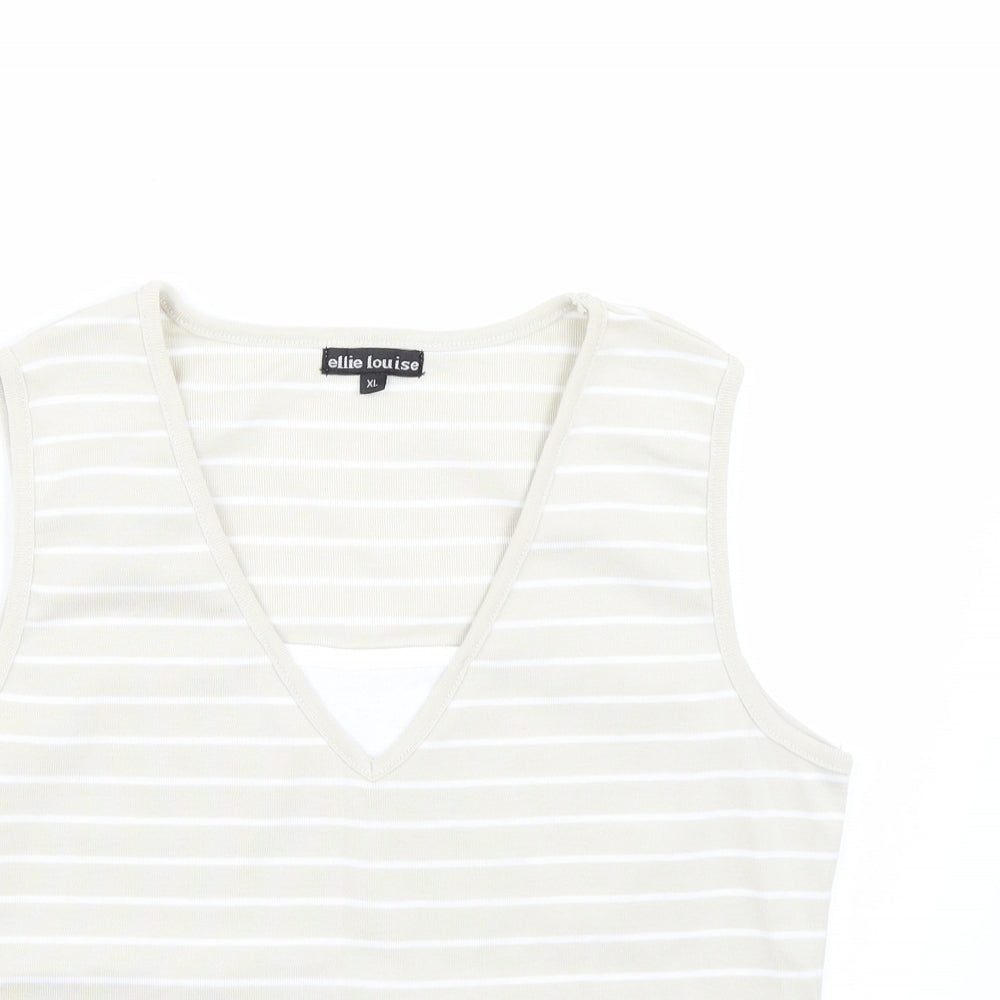 Womens UK Size XL Ellie Louise Beige Basic T-Shirt