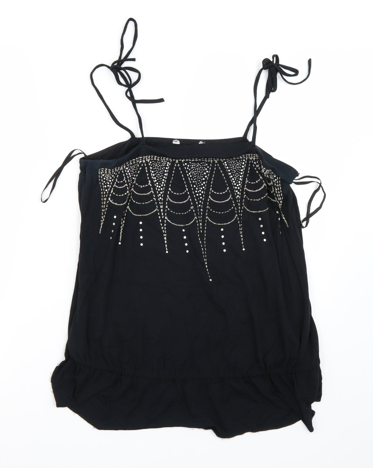 Womens UK Size 14 Preworn Black Basic T-Shirt