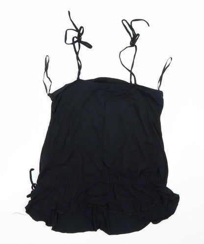 Womens UK Size 14 Preworn Black Basic T-Shirt