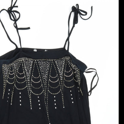 Womens UK Size 14 Preworn Black Basic T-Shirt