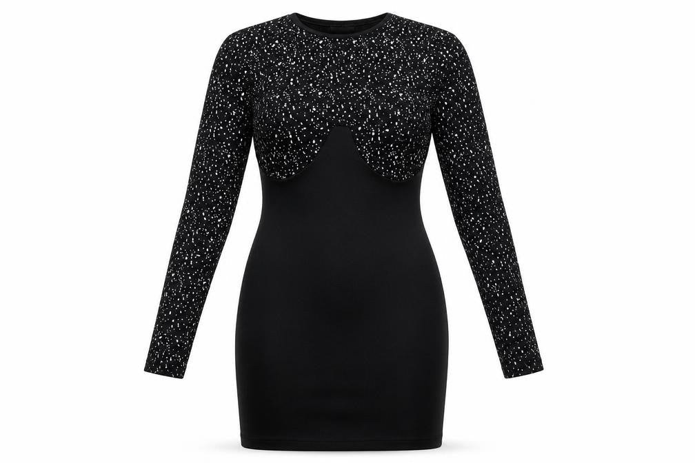 Womens Black Geometric  Bodycon  Size 8