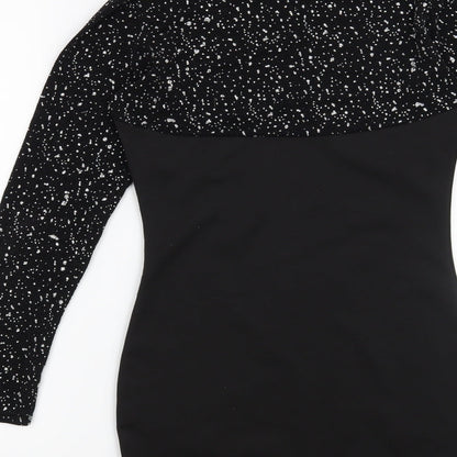 Preworn Womens Black Geometric  Bodycon  Size 8