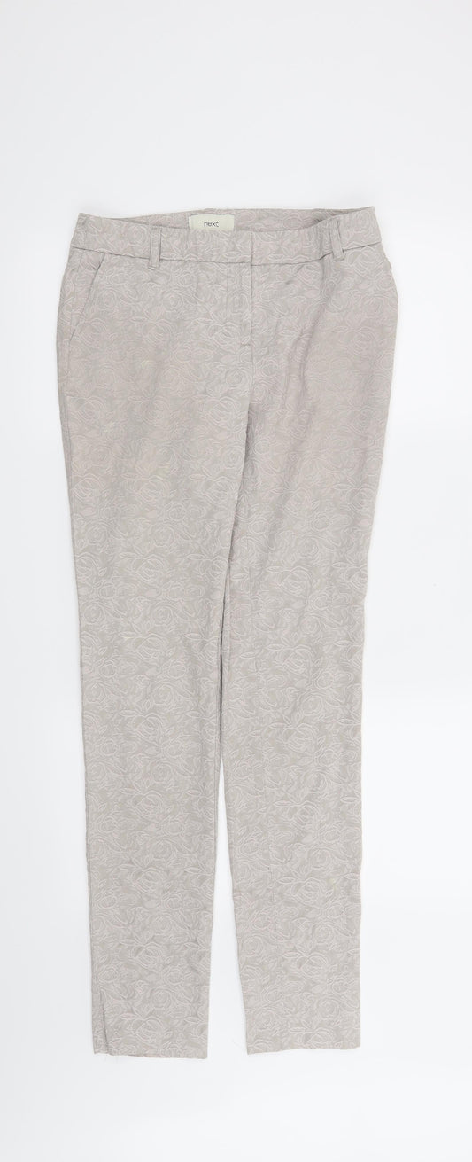 NEXT Womens Beige Floral  Trousers  Size 8 L32 in