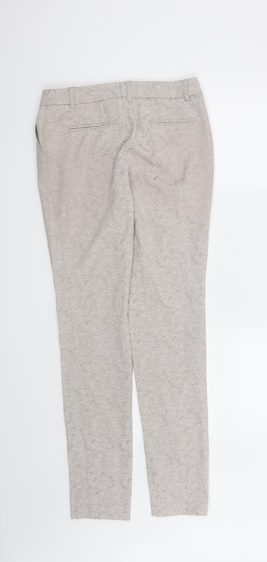 NEXT Womens Beige Floral  Trousers  Size 8 L32 in