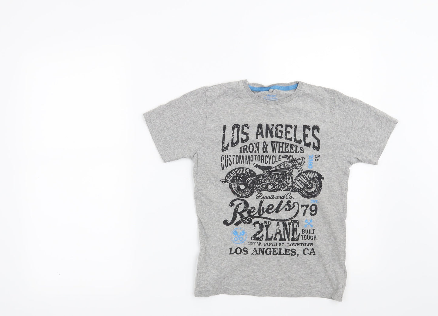 Rebel Boys Grey   Pullover T-Shirt Size 9-10 Years  - Los Angeles Iron & Wheels