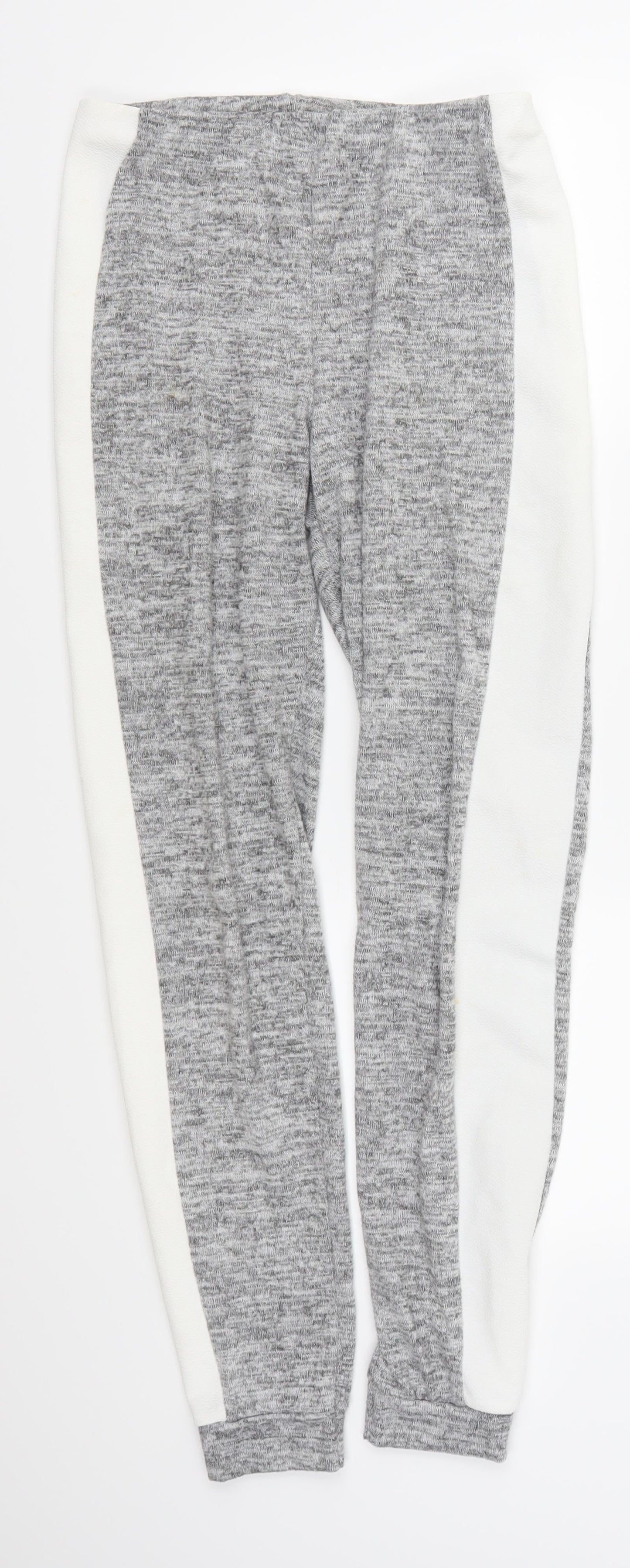 Boohoo Womens Grey Striped  Sweatpants Trousers Size 10 L28 in