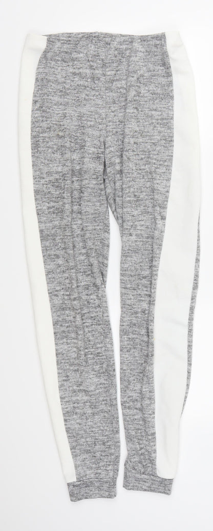 Boohoo Womens Grey Striped  Sweatpants Trousers Size 10 L28 in