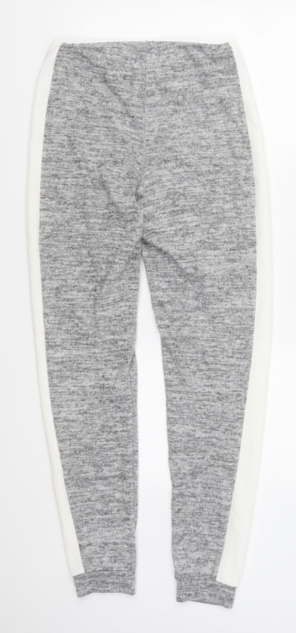 Boohoo Womens Grey Striped  Sweatpants Trousers Size 10 L28 in