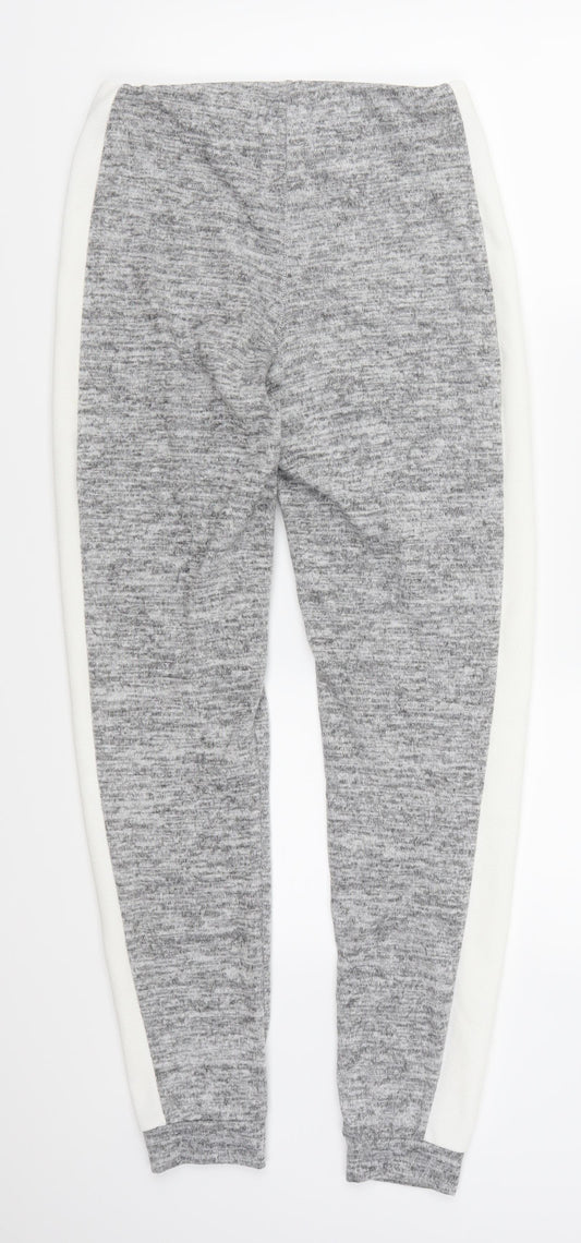 Boohoo Womens Grey Striped  Sweatpants Trousers Size 10 L28 in