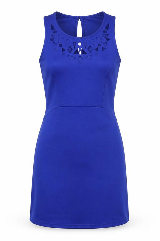 Front view of Atmosphere women’s blue mini, size UK 10, - cut out