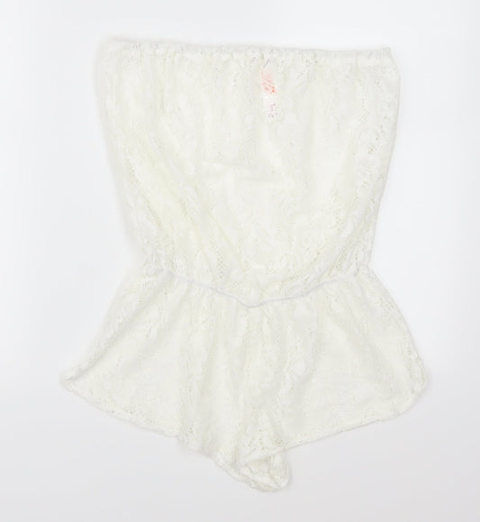 Ocean Club Womens White  Lace Playsuit One-Piece Size 10  - Beach Cover Up