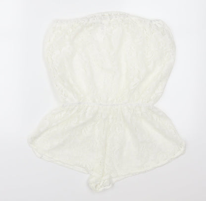 Ocean Club Womens White  Lace Playsuit One-Piece Size 10  - Beach Cover Up