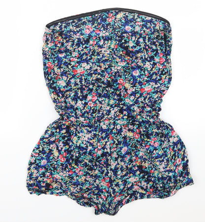 Paris Womens Blue Floral  Playsuit One-Piece Size S