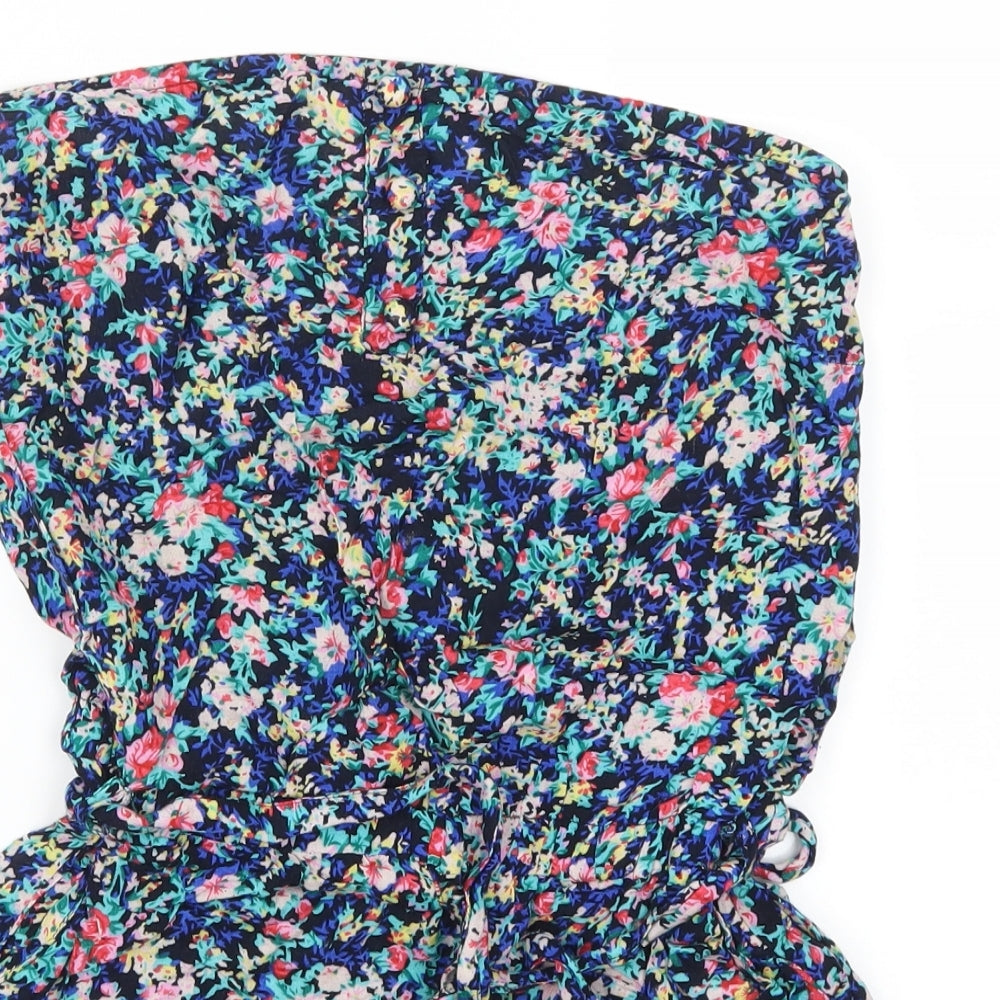 Paris Womens Blue Floral  Playsuit One-Piece Size S