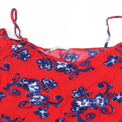Papaya Womens Red Floral  Basic T-Shirt Size 8