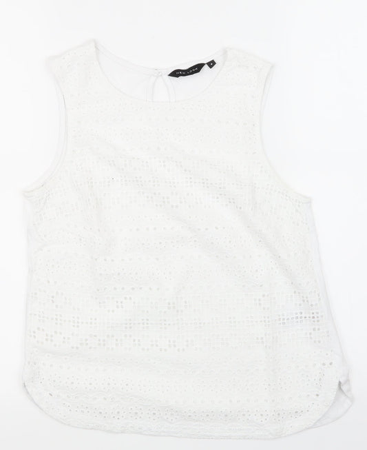 Womens UK Size 8 New Look White Basic T-Shirt