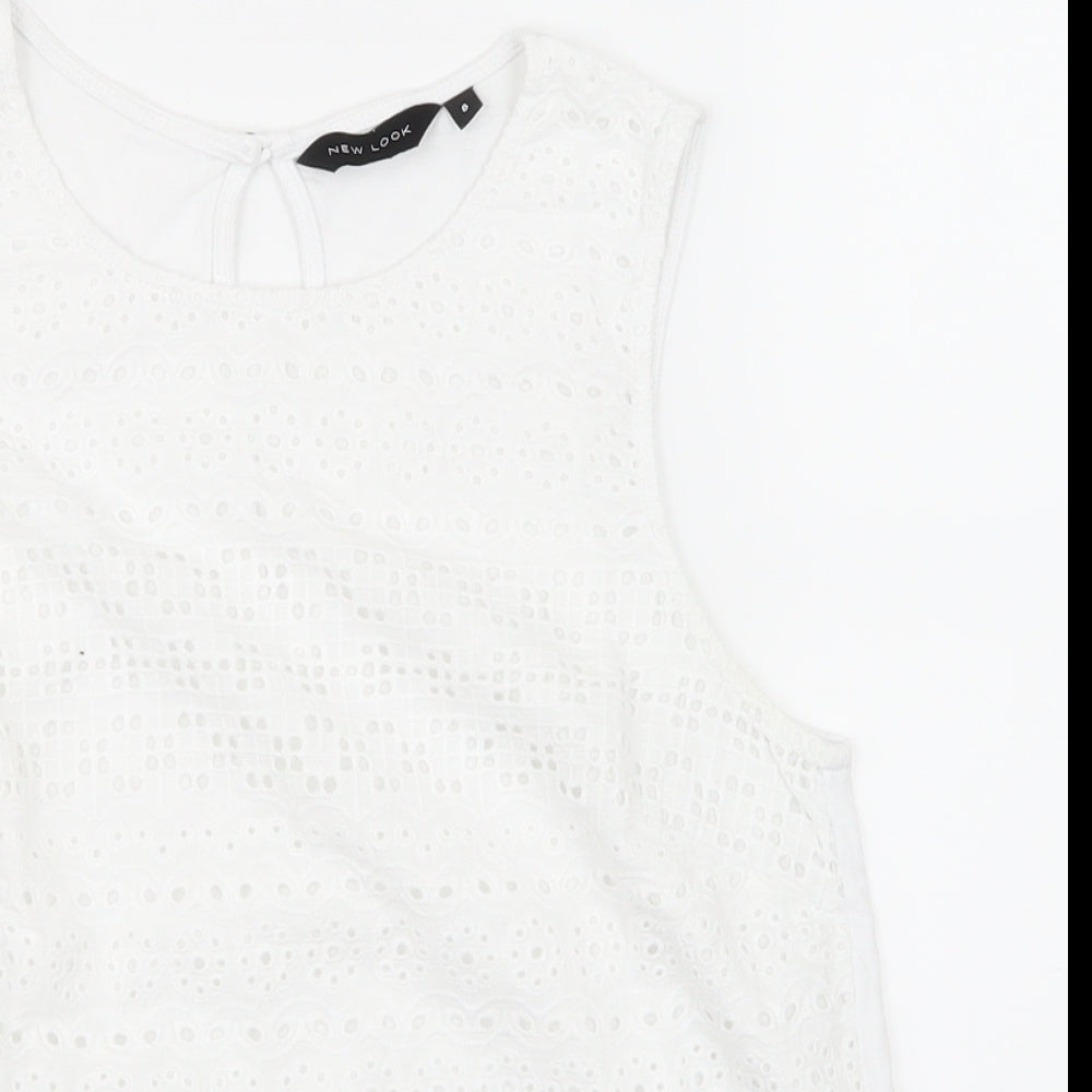 Womens UK Size 8 New Look White Basic T-Shirt