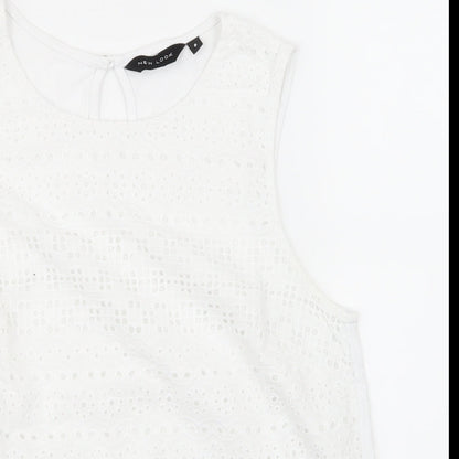 Womens UK Size 8 New Look White Basic T-Shirt